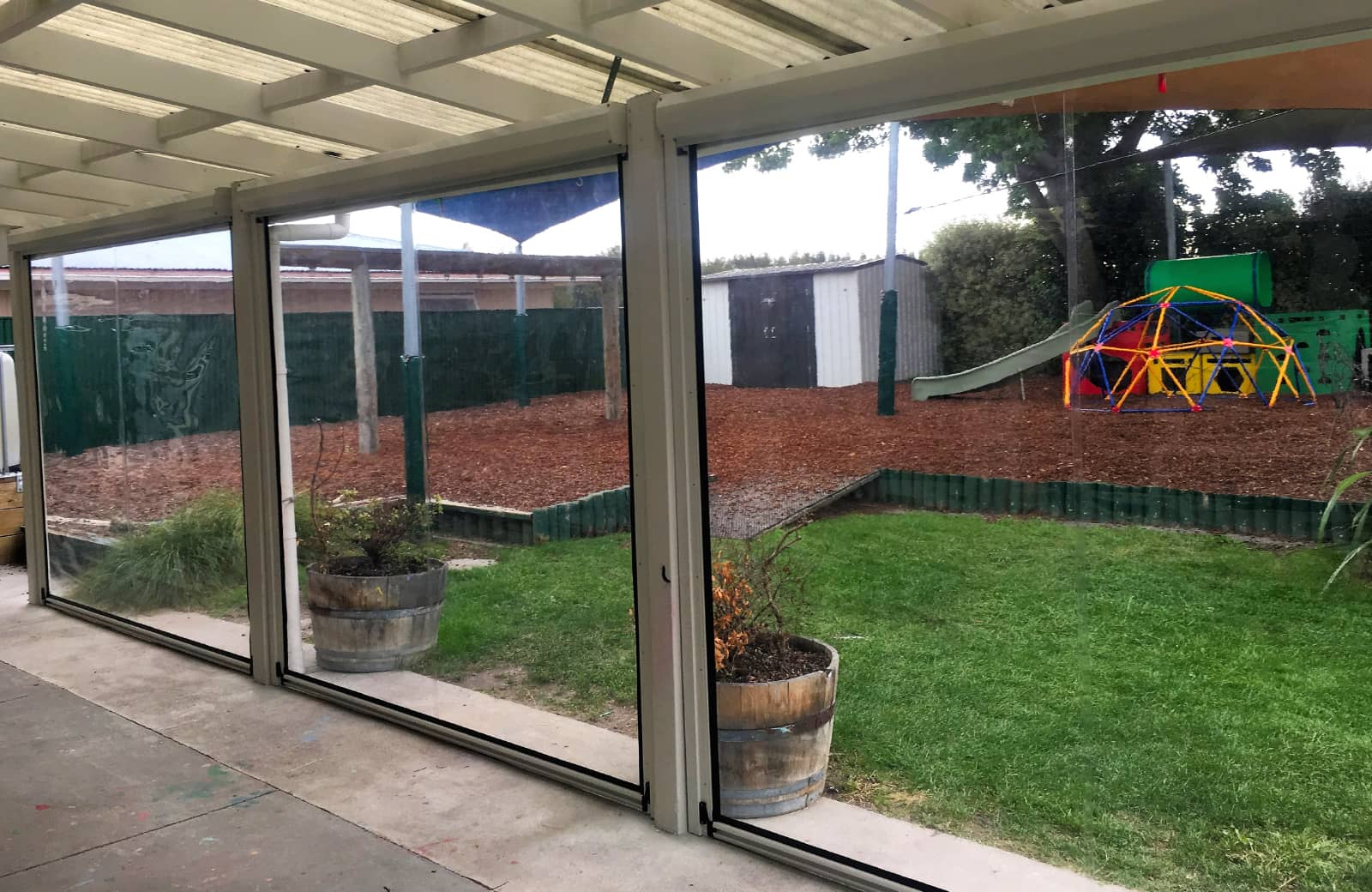 Ziptrak Outdoor Screens by Sunshade NZ at Bette Christie Kindergarten