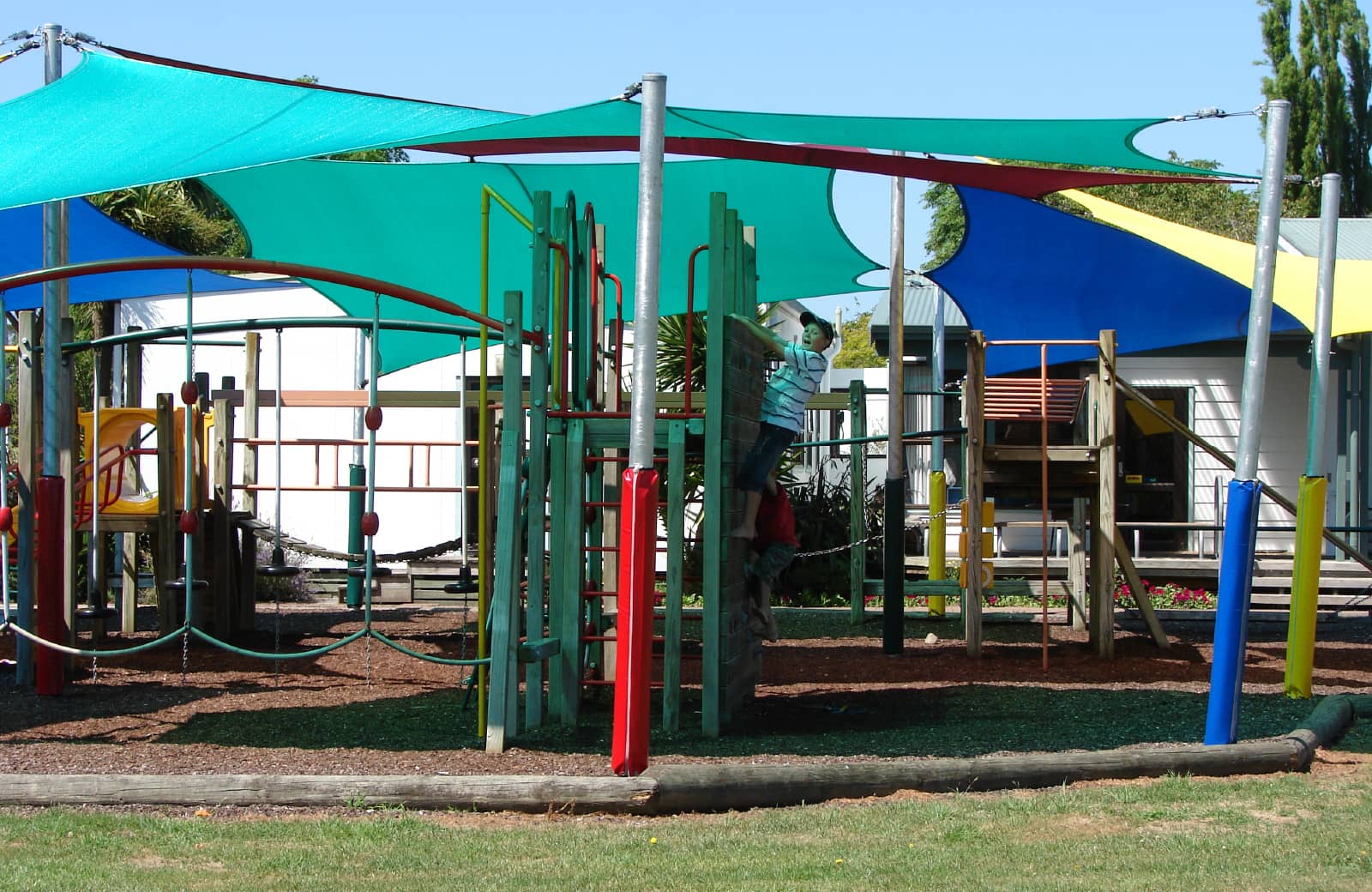 Pole Pads and Shade Sail combination at a NZ School Safety