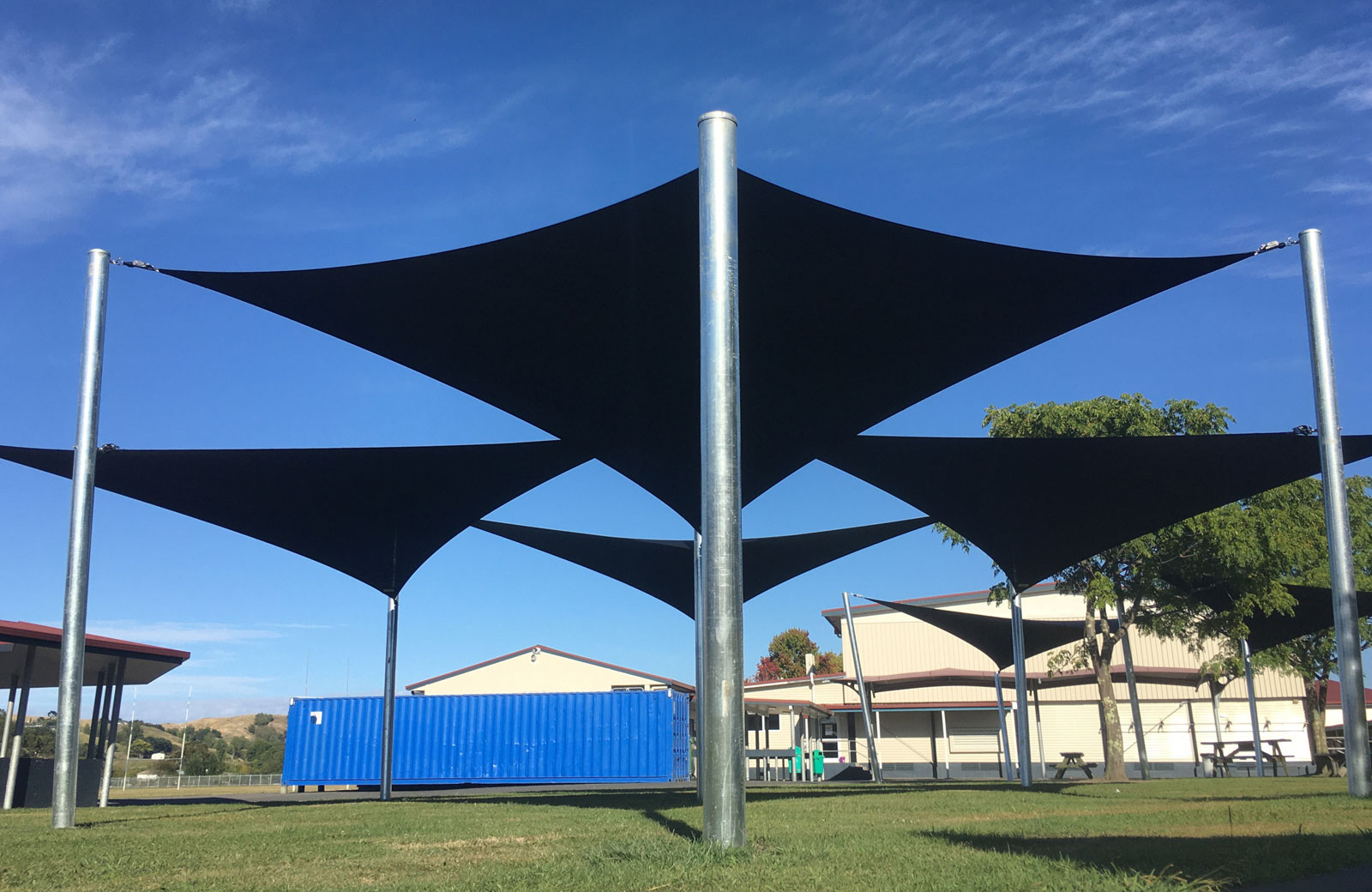 Black shade cloth at Wairoa college provides a UVR Block of 95.7% and a cooling 95.3% shade