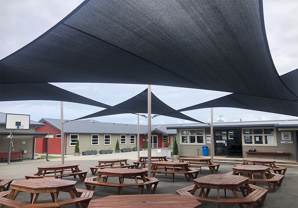 Shade sails by Sunshade Hawke's Bay for Napier Boys Hostel with Extreme32 fabric